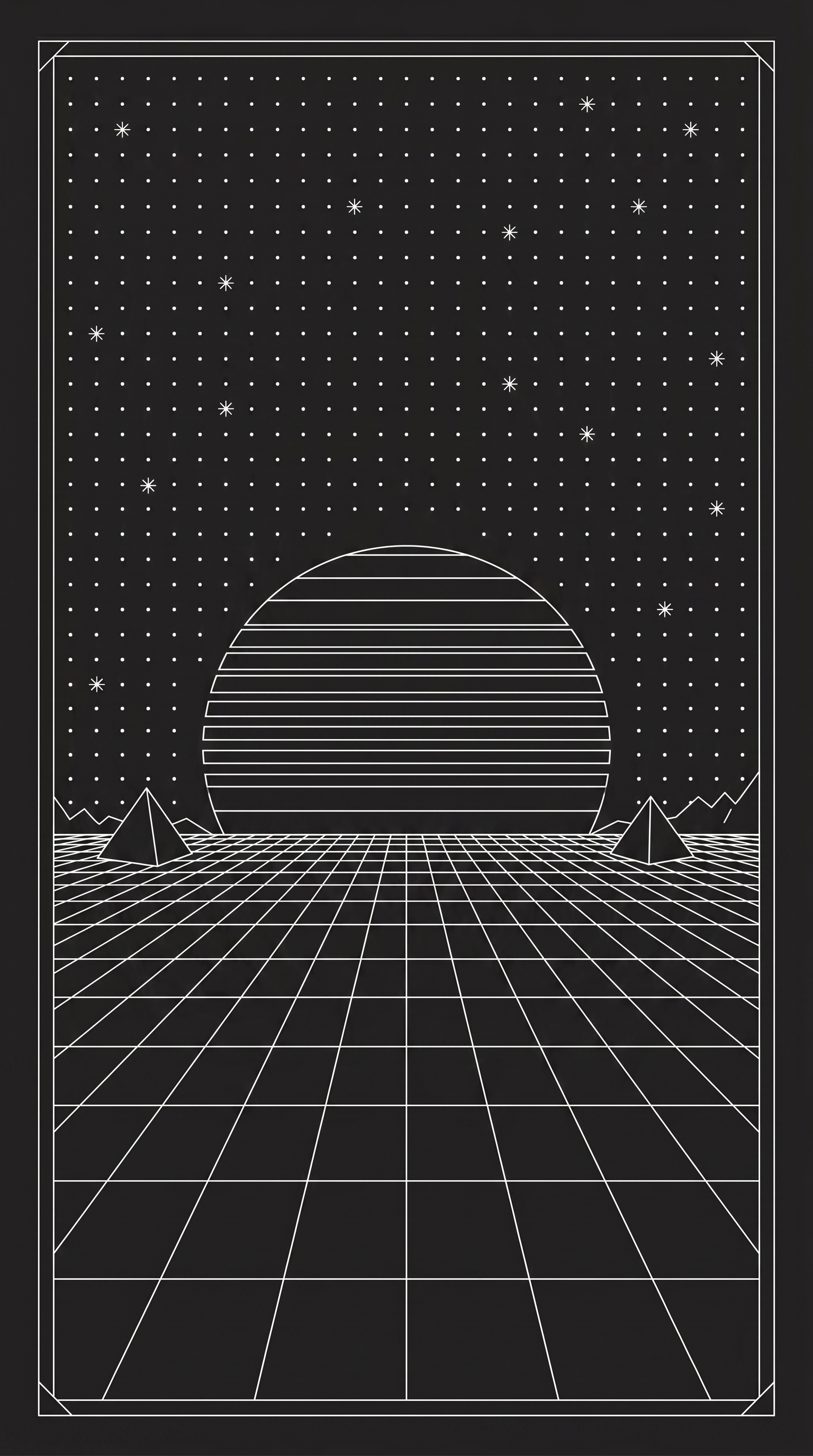 Retro grid sun illustration